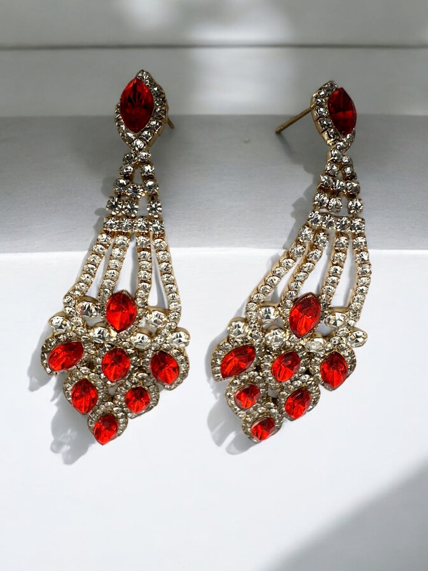 Elegant Blue Rhinestone Dangle Earrings – Luxury Statement Crystal Earrings for Women - Fatisha Boutique