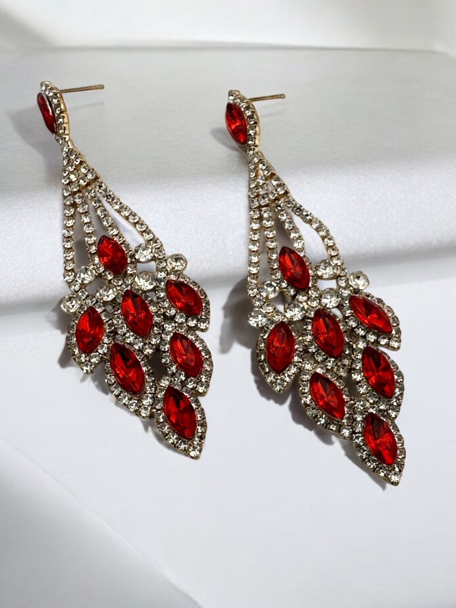 Elegant Blue Rhinestone Dangle Earrings – Luxury Statement Crystal Earrings for Women - Fatisha Boutique