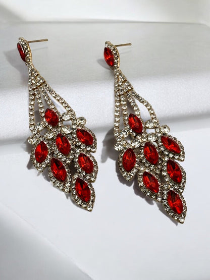 Elegant Blue Rhinestone Dangle Earrings – Luxury Statement Crystal Earrings for Women - Fatisha Boutique