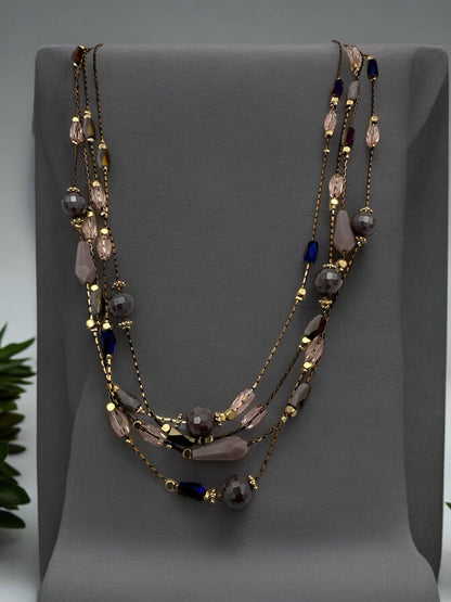 Elegant Bohemian Multilayer Beaded Necklace with Gold Accents - Fatisha Boutique