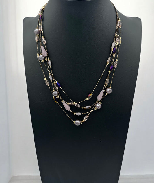 Elegant Bohemian Multilayer Beaded Necklace with Gold Accents - Fatisha Boutique