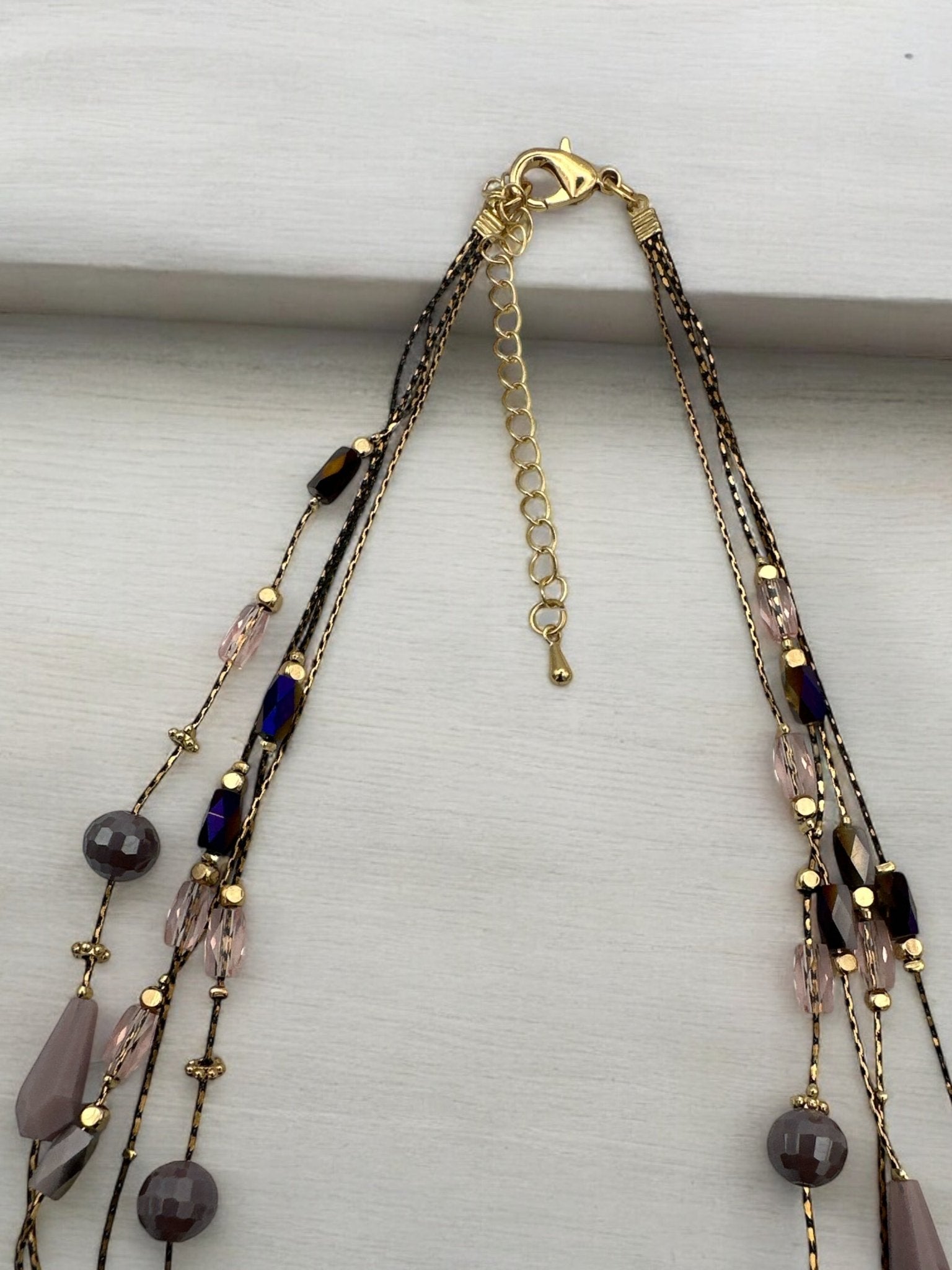 Elegant Bohemian Multilayer Beaded Necklace with Gold Accents - Fatisha Boutique