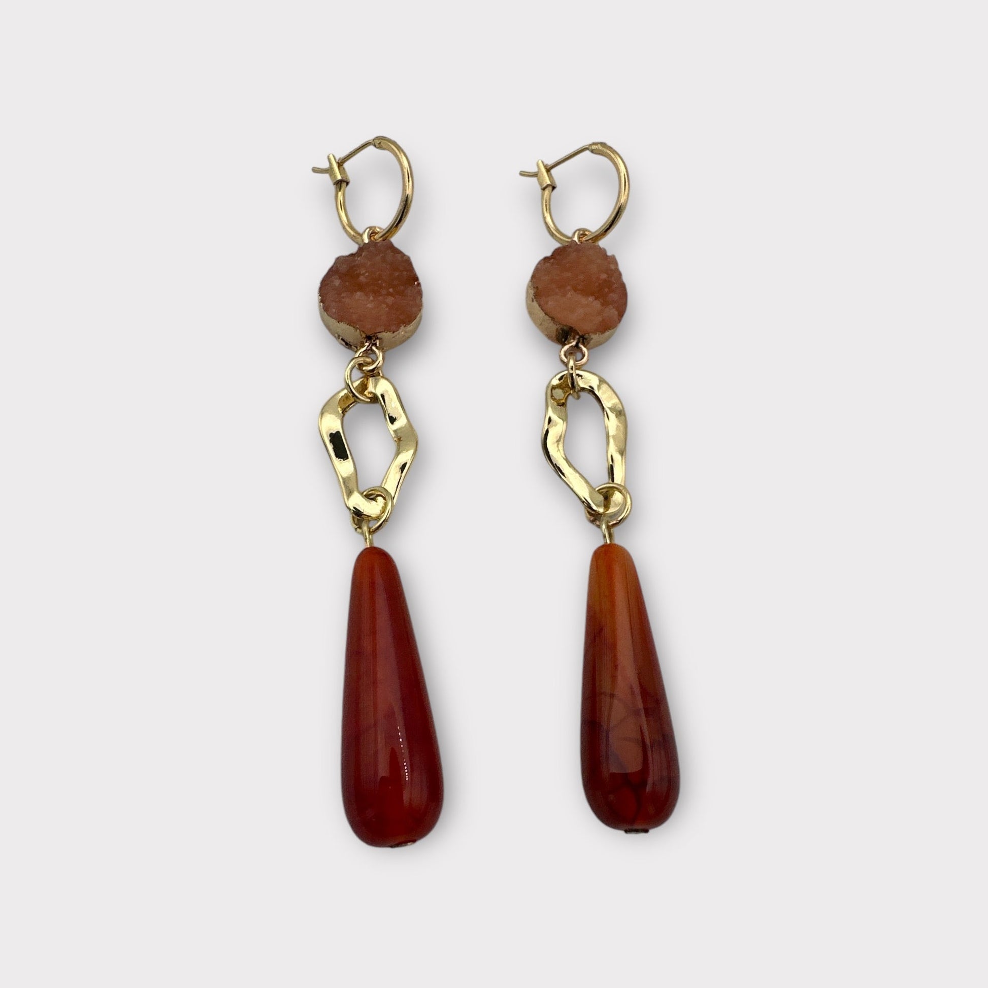 Elegant Boho Chic Gemstone & Druzy Dangle Earrings - Fatisha Boutique