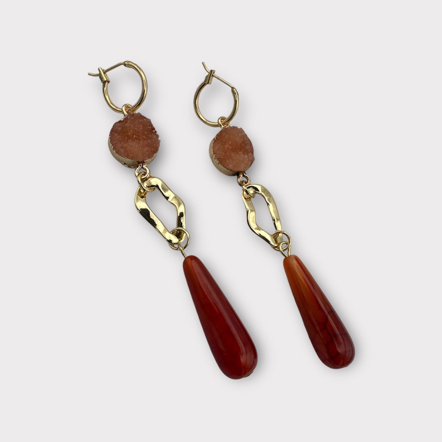 Elegant Boho Chic Gemstone & Druzy Dangle Earrings - Fatisha Boutique
