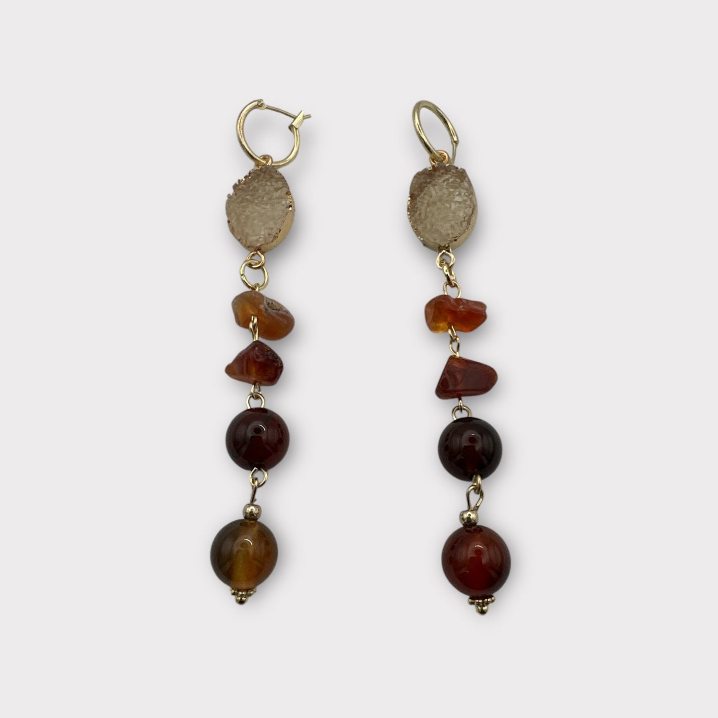 Elegant Boho Chic Gemstone & Druzy Dangle Earrings - Fatisha Boutique