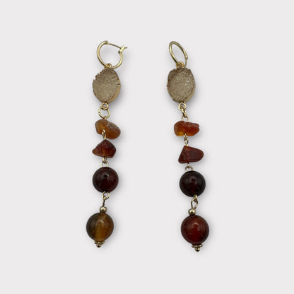 Elegant Boho Chic Gemstone & Druzy Dangle Earrings - Fatisha Boutique