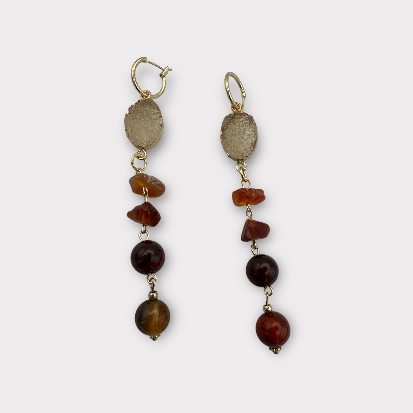 Elegant Boho Chic Gemstone & Druzy Dangle Earrings - Fatisha Boutique