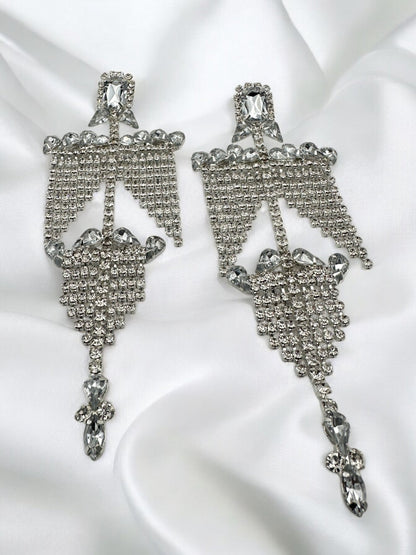 Elegant Chandelier Crystal Earrings – Statement Bridal and Evening Jewellery - Fatisha Boutique