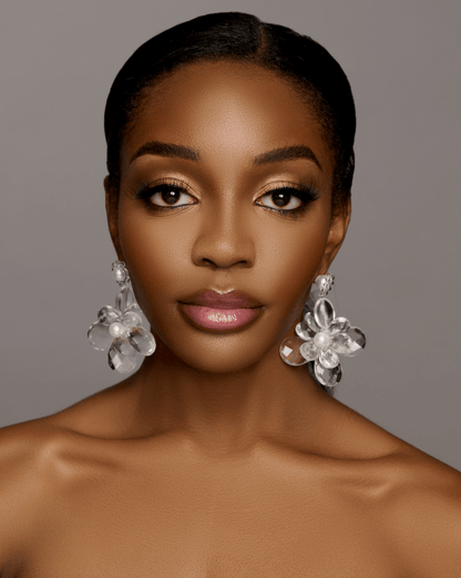Elegant Clear Acrylic Flower Dangle Earrings – Lightweight Pearl Stud Statement Jewellery for Women - Fatisha Boutique