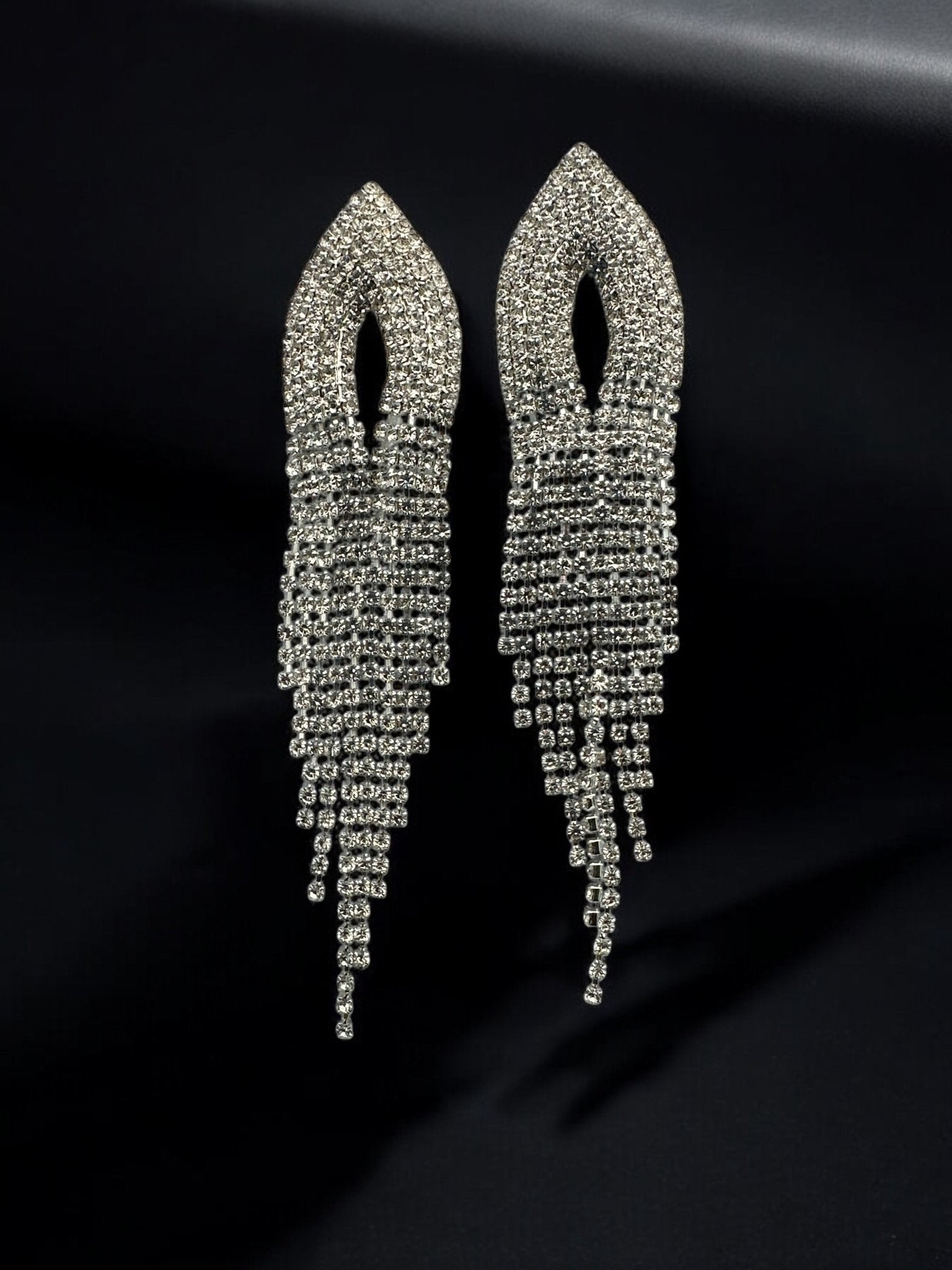 Elegant Crystal Diamante Rhinestone Tassels Stud Earrings - Fatisha Boutique
