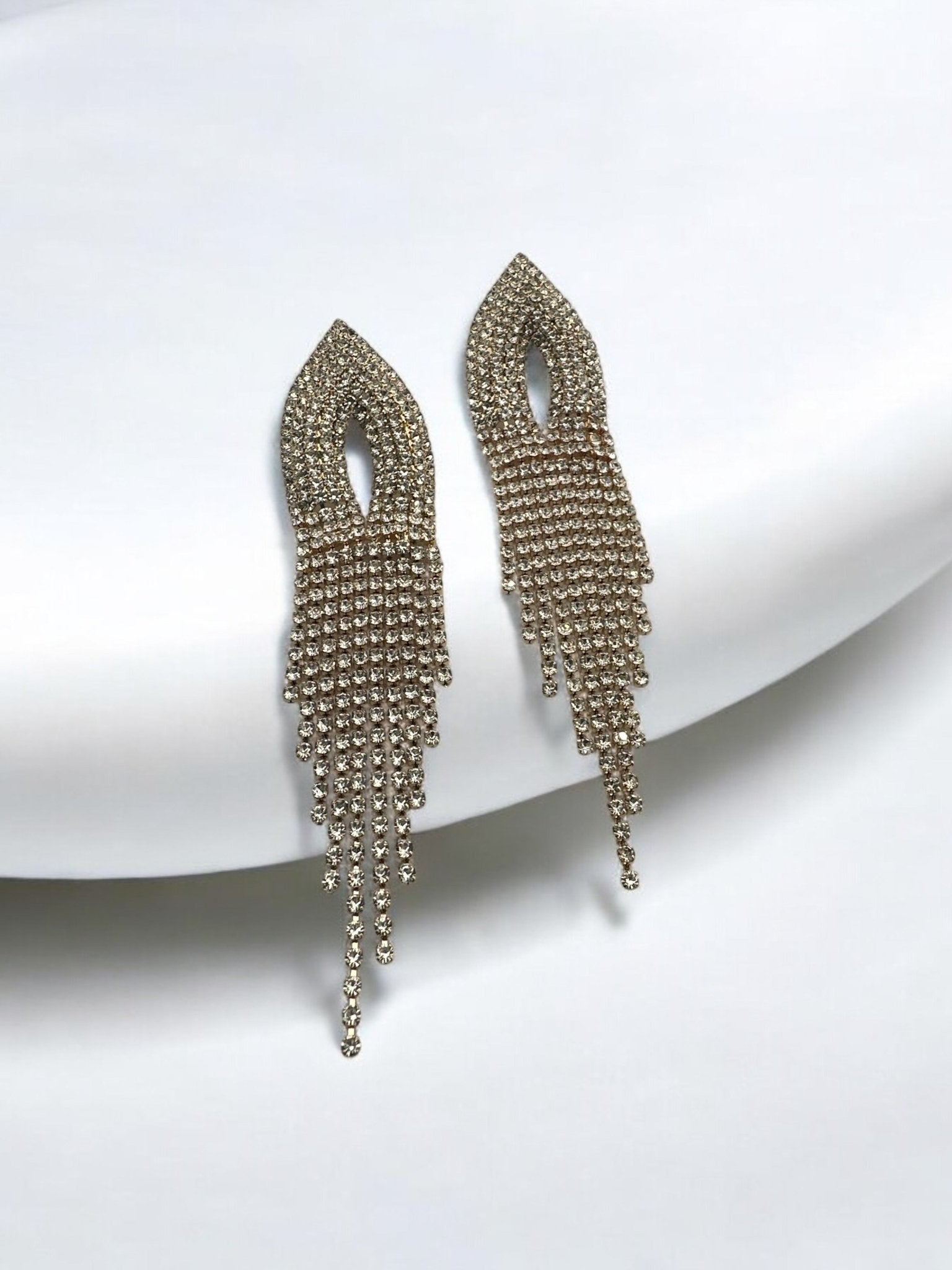 Elegant Crystal Diamante Rhinestone Tassels Stud Earrings - Fatisha Boutique