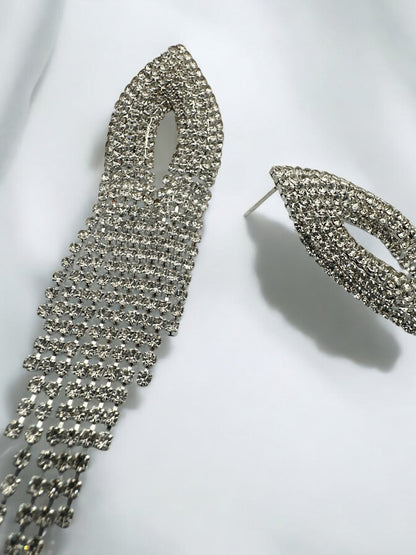 Elegant Crystal Diamante Rhinestone Tassels Stud Earrings - Fatisha Boutique