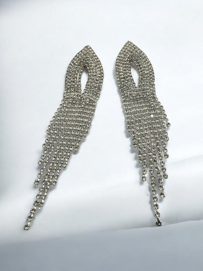Elegant Crystal Diamante Rhinestone Tassels Stud Earrings - Fatisha Boutique