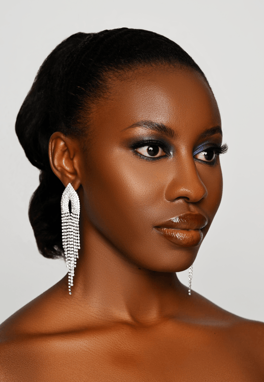 Elegant Crystal Diamante Rhinestone Tassels Stud Earrings - Fatisha Boutique