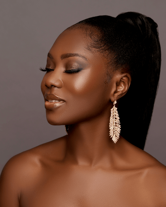 Elegant Crystal Leaf Dangle Earrings - Gold & Silver - Fatisha Boutique