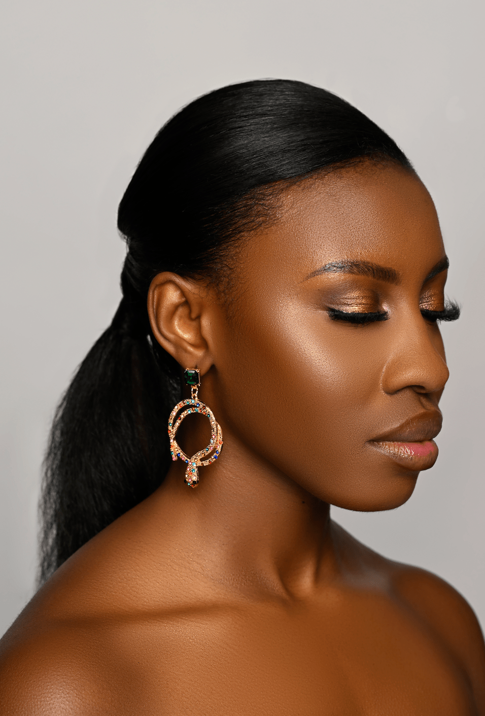 Elegant Diamante Multicoloured Rhinestone Snake Designed Statement Earrings - Fatisha Boutique