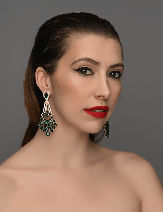 Elegant Diamante Rhinestone Long Drop Earrings – Sparkling Flower Statement Earrings for Women - Fatisha Boutique