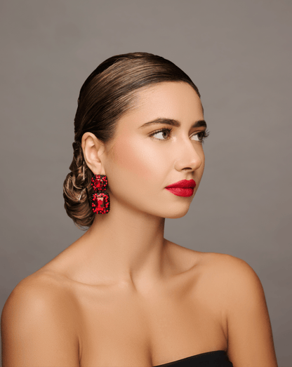 Elegant Diamante Rhinestone Stud Drop Earrings - Fatisha Boutique
