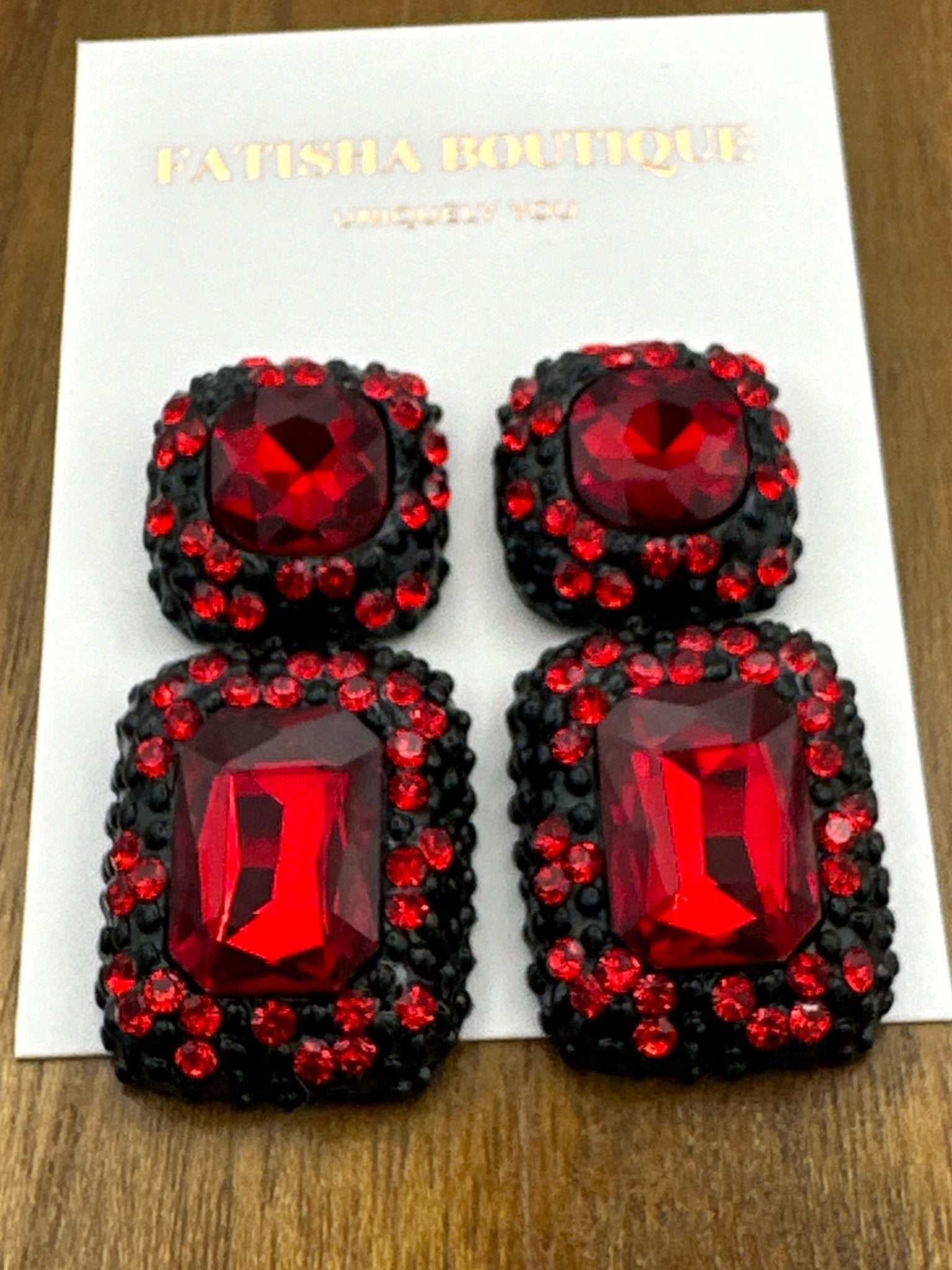 Elegant Diamante Rhinestone Stud Drop Earrings - Fatisha Boutique