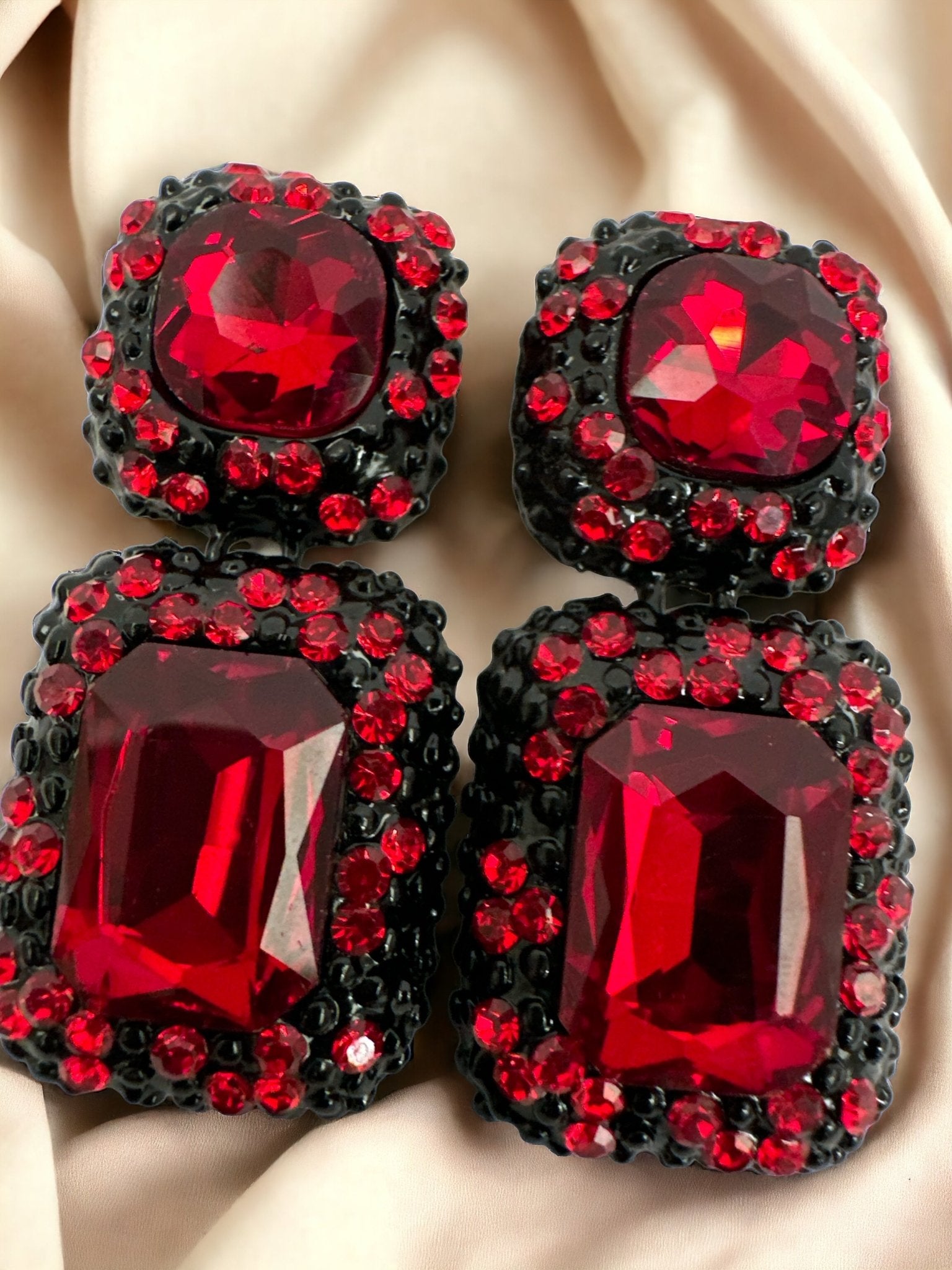 Elegant Diamante Rhinestone Stud Drop Earrings - Fatisha Boutique