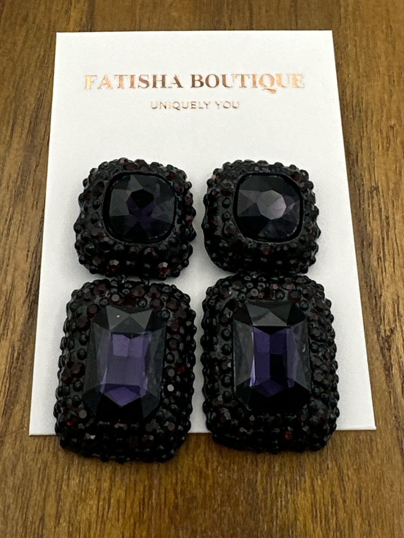 Elegant Diamante Rhinestone Stud Drop Earrings - Fatisha Boutique