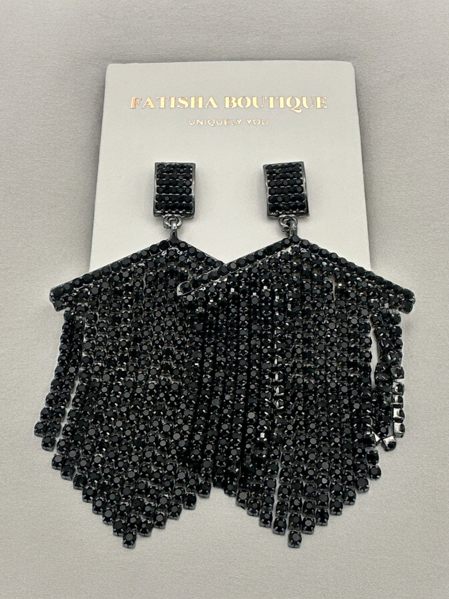Elegant Diamante Rhinestone Tassel Statement Earrings - Fatisha Boutique