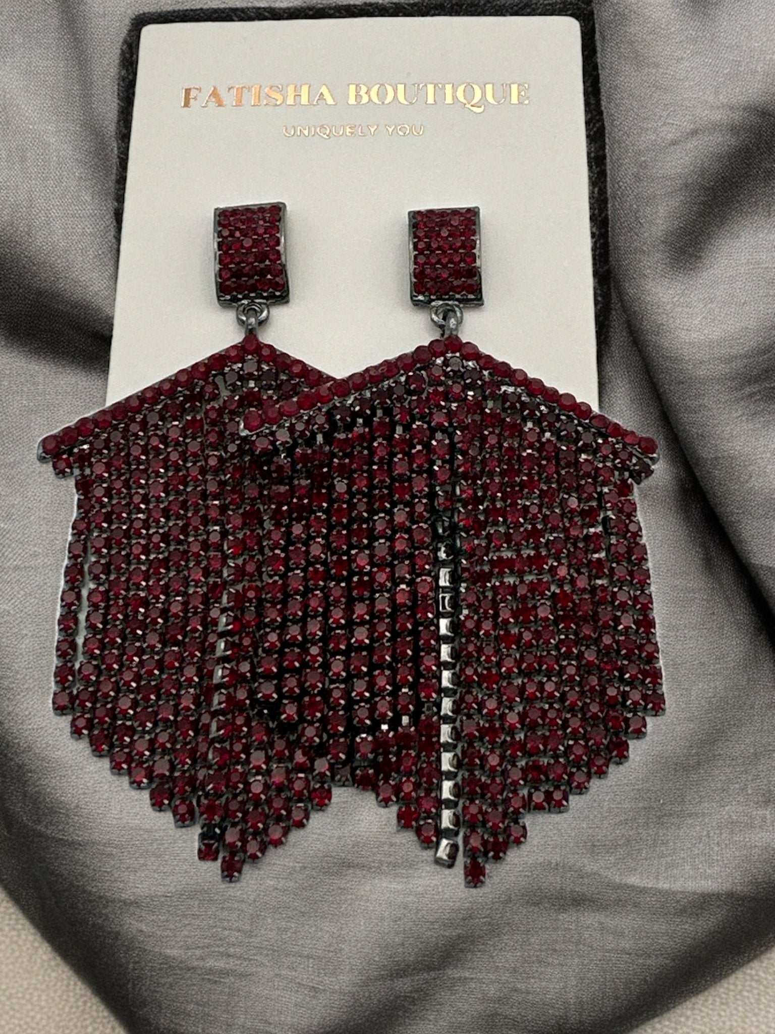 Elegant Diamante Rhinestone Tassel Statement Earrings - Fatisha Boutique
