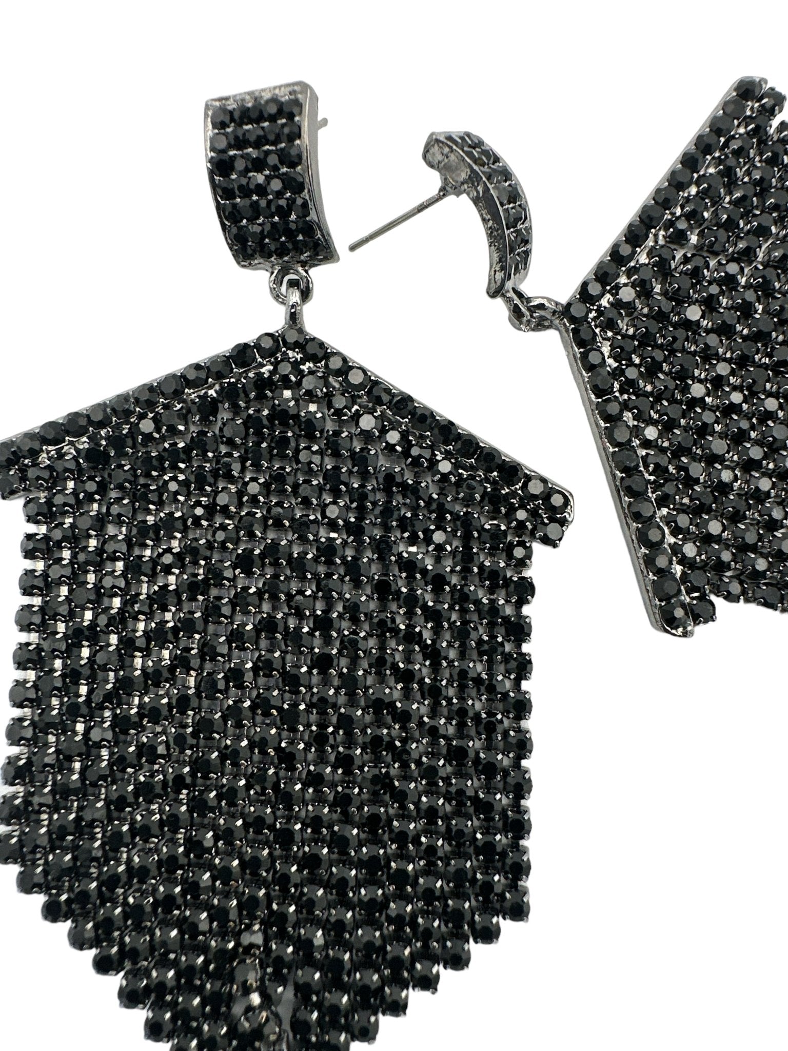 Elegant Diamante Rhinestone Tassel Statement Earrings - Fatisha Boutique