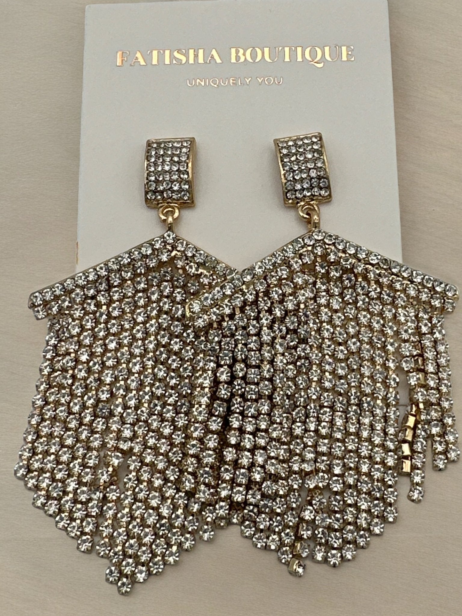 Elegant Diamante Rhinestone Tassel Statement Earrings - Fatisha Boutique