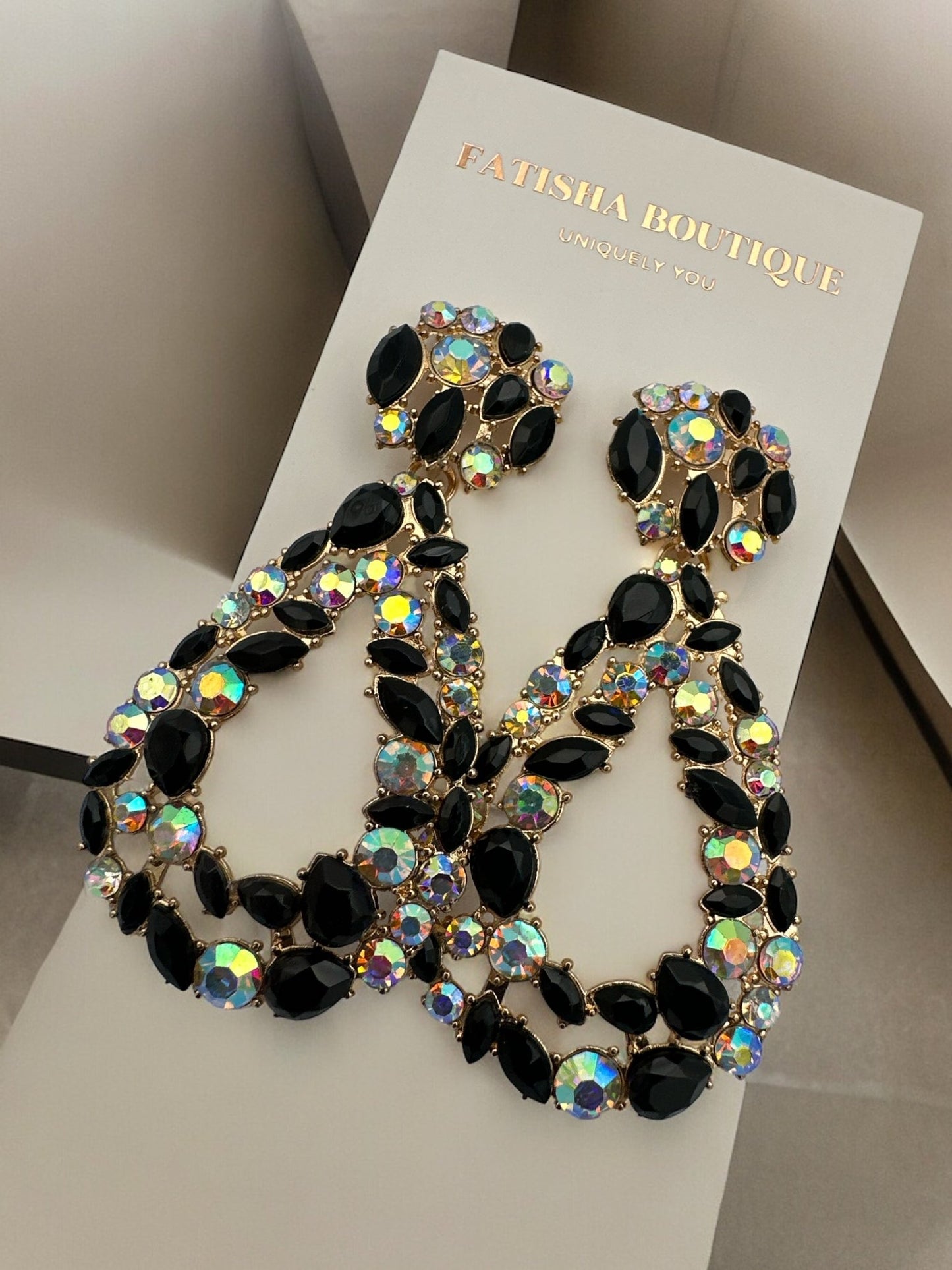 Elegant Diamante Sparkle Rhinestone Crystal Teardrop Earrings - Fatisha Boutique