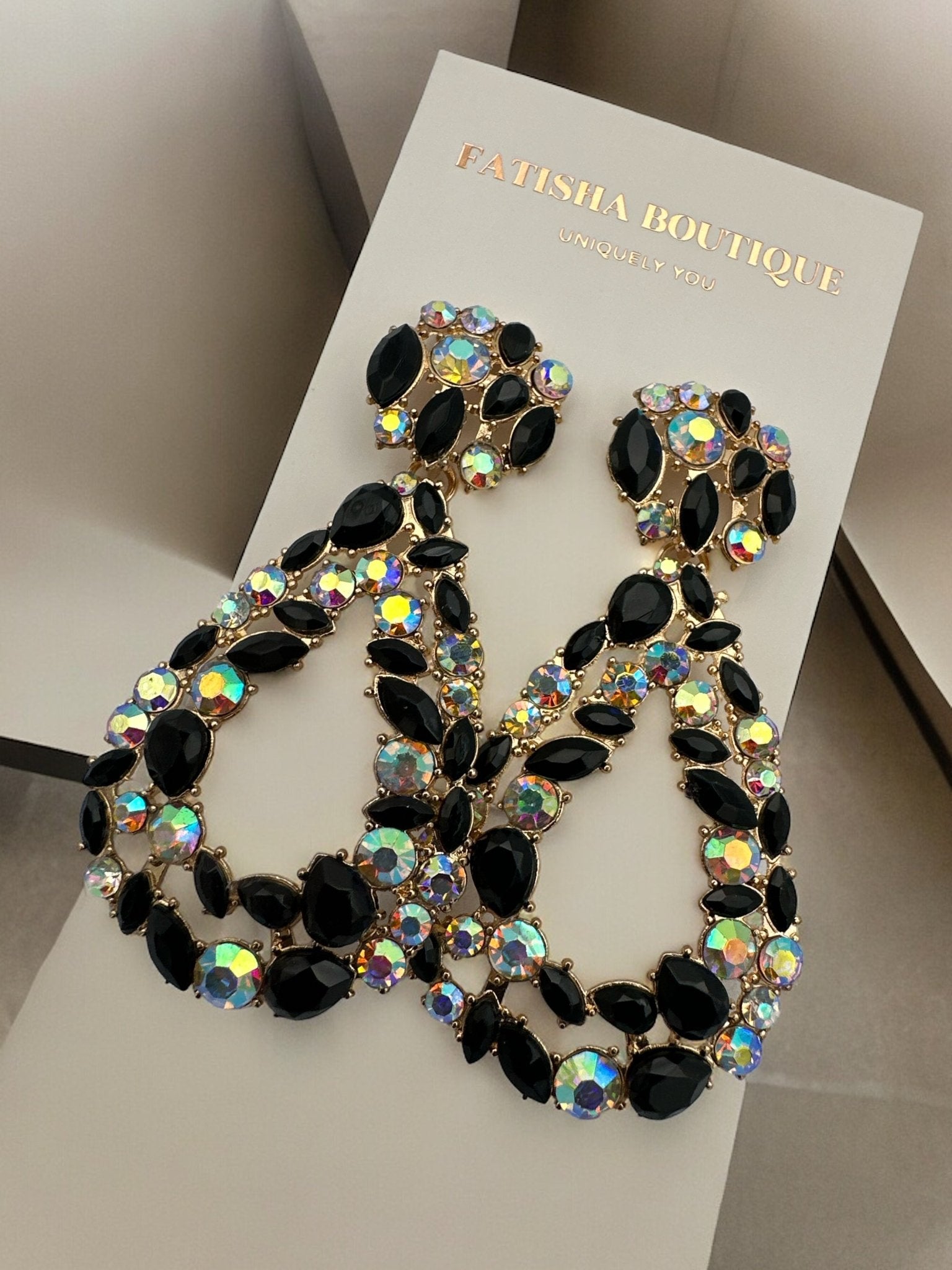 Elegant Diamante Sparkle Rhinestone Crystal Teardrop Earrings - Fatisha Boutique