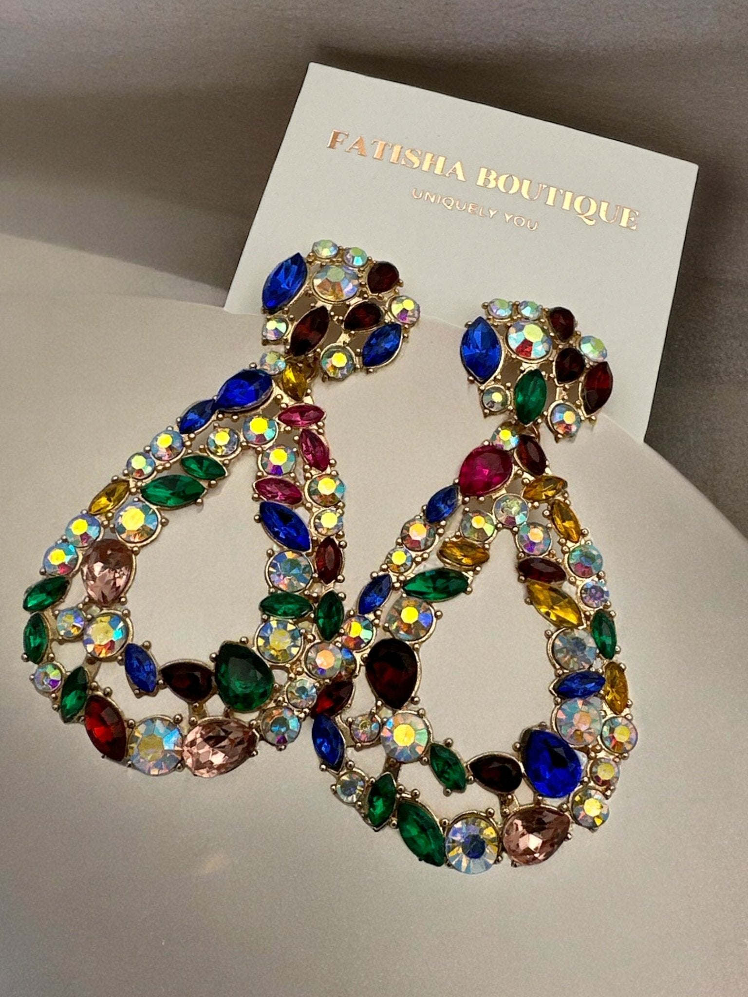 Elegant Diamante Sparkle Rhinestone Crystal Teardrop Earrings - Fatisha Boutique