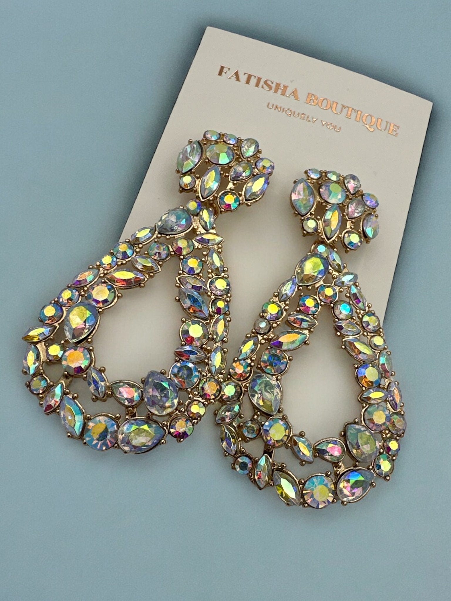 Elegant Diamante Sparkle Rhinestone Crystal Teardrop Earrings - Fatisha Boutique