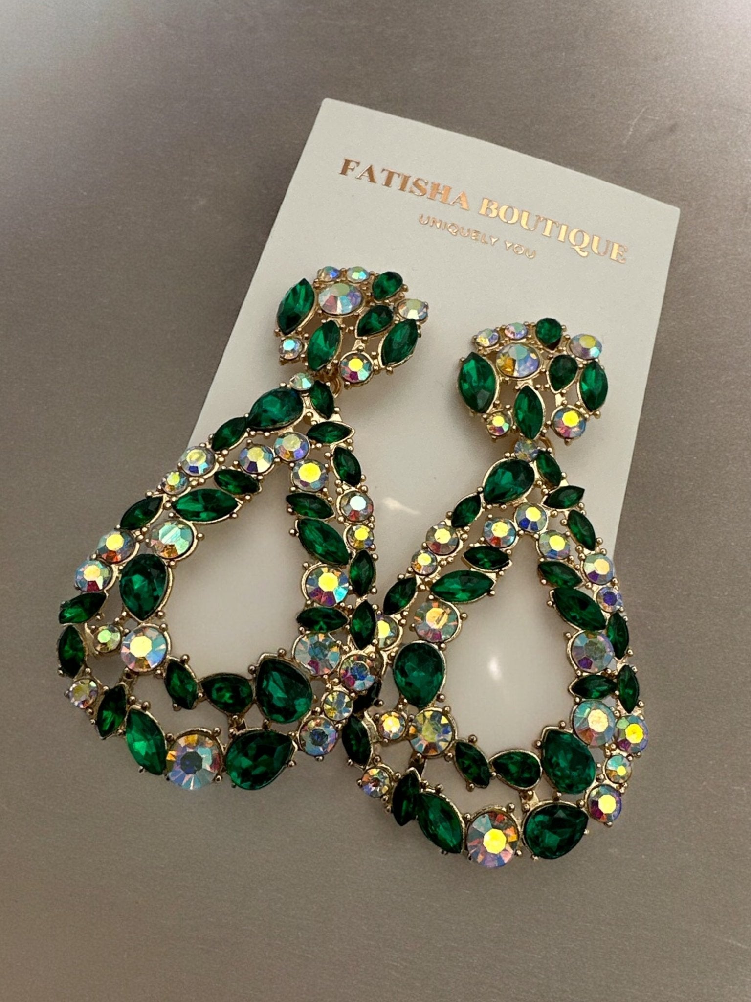 Elegant Diamante Sparkle Rhinestone Crystal Teardrop Earrings - Fatisha Boutique