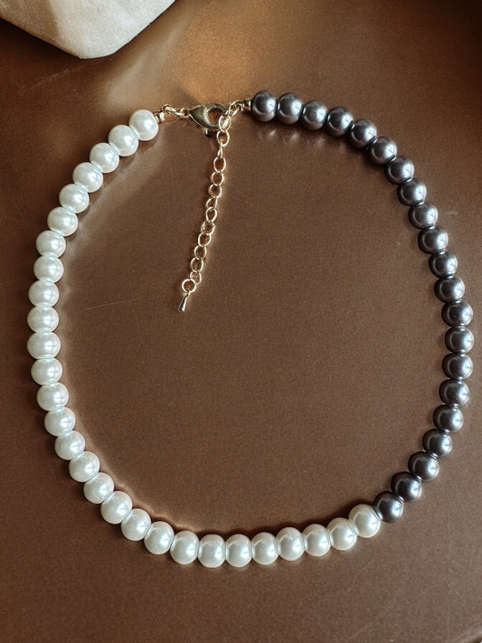 Elegant Faux Pearl Two Tones Choker Necklace - Fatisha Boutique