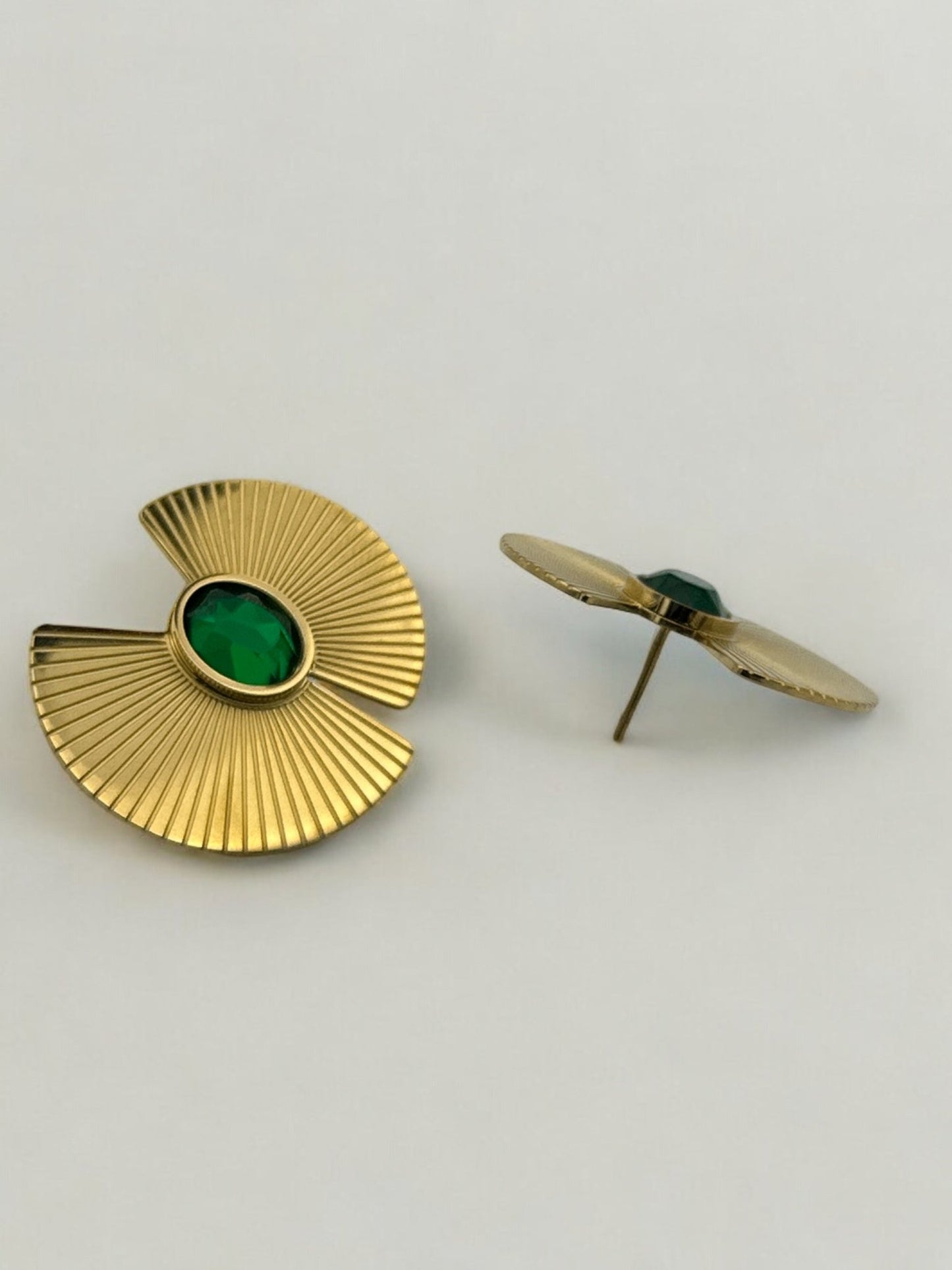 Elegant Glam Flower Designed Alloy Green Rhinestone Stud Earrings - Fatisha Boutique