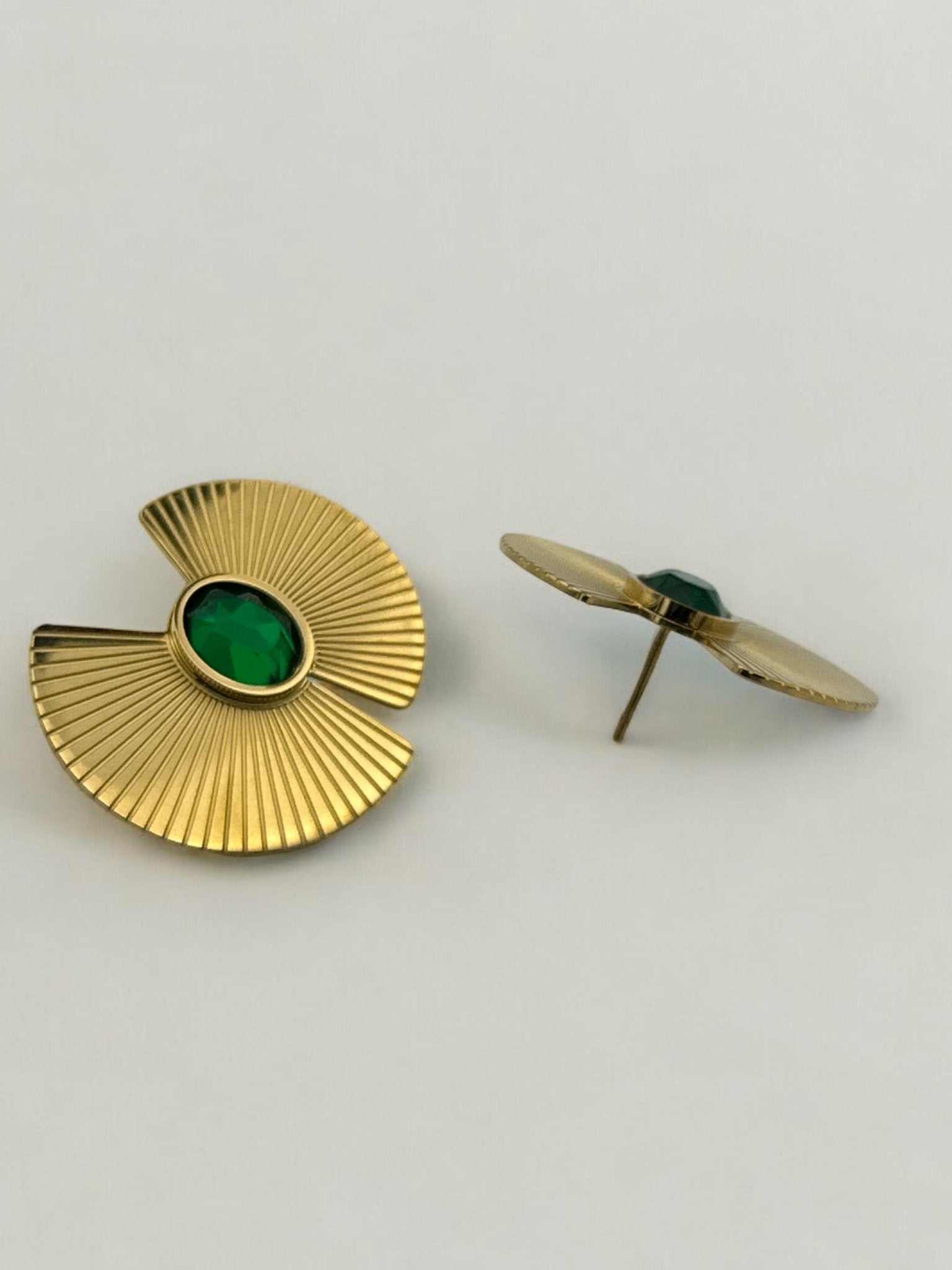 Elegant Glam Flower Designed Alloy Green Rhinestone Stud Earrings - Fatisha Boutique