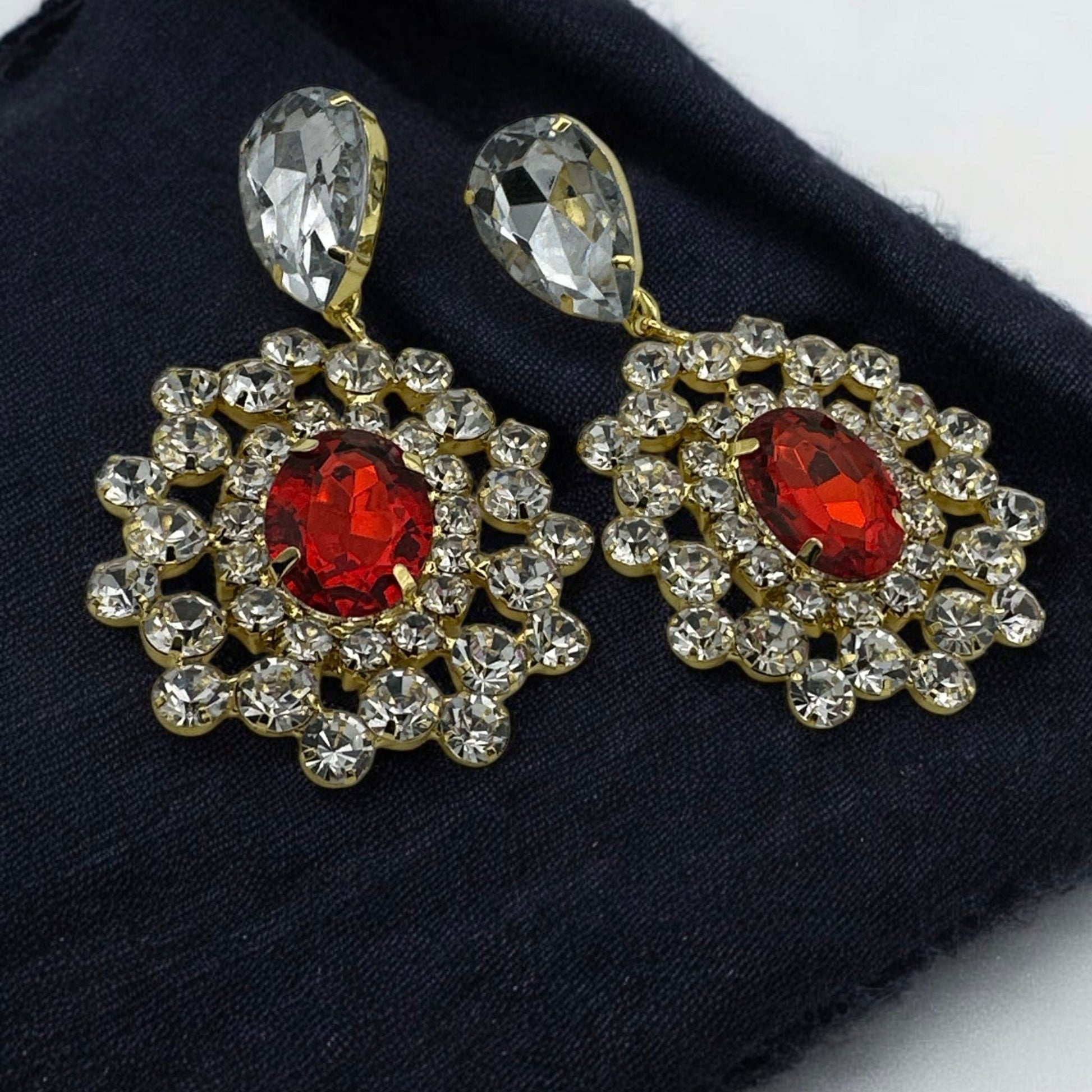 Elegant Glamorous Statement Diamante Rhinestone Dangle Earrings - Fatisha Boutique