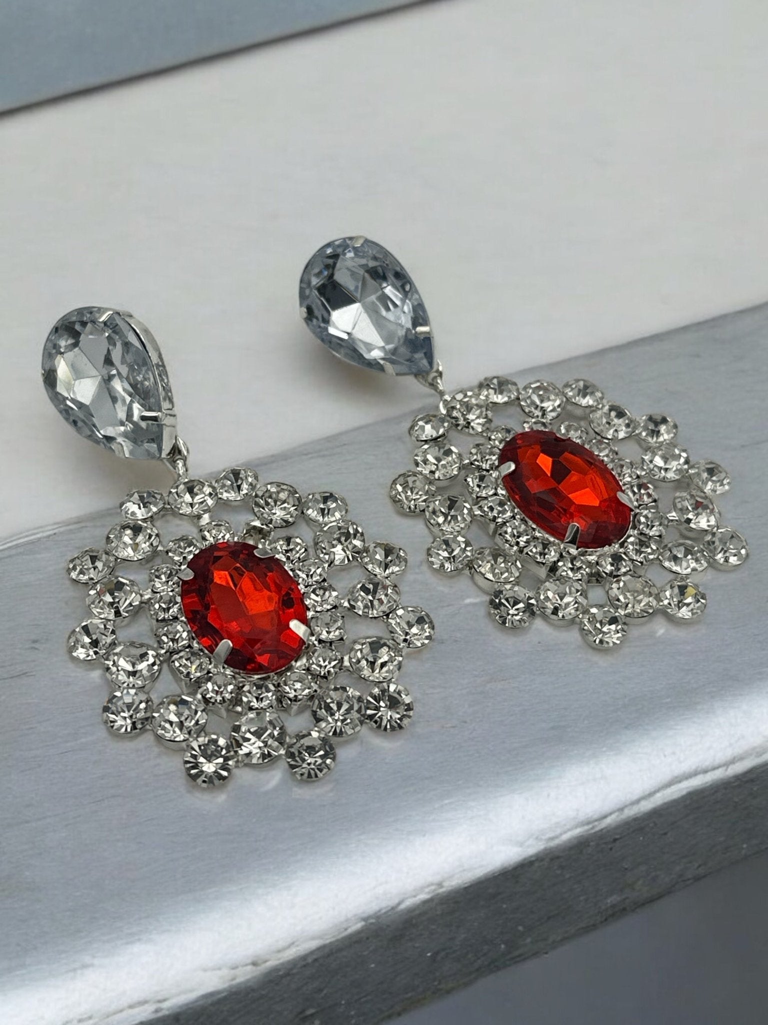 Elegant Glamorous Statement Diamante Rhinestone Dangle Earrings - Fatisha Boutique