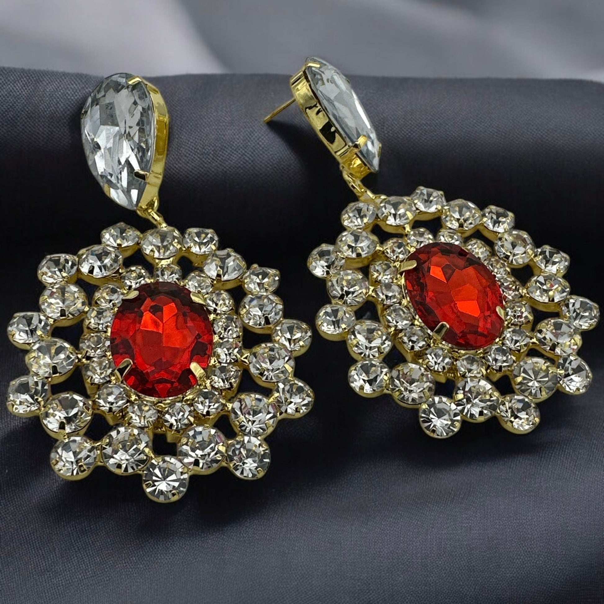 Elegant Glamorous Statement Diamante Rhinestone Dangle Earrings - Fatisha Boutique