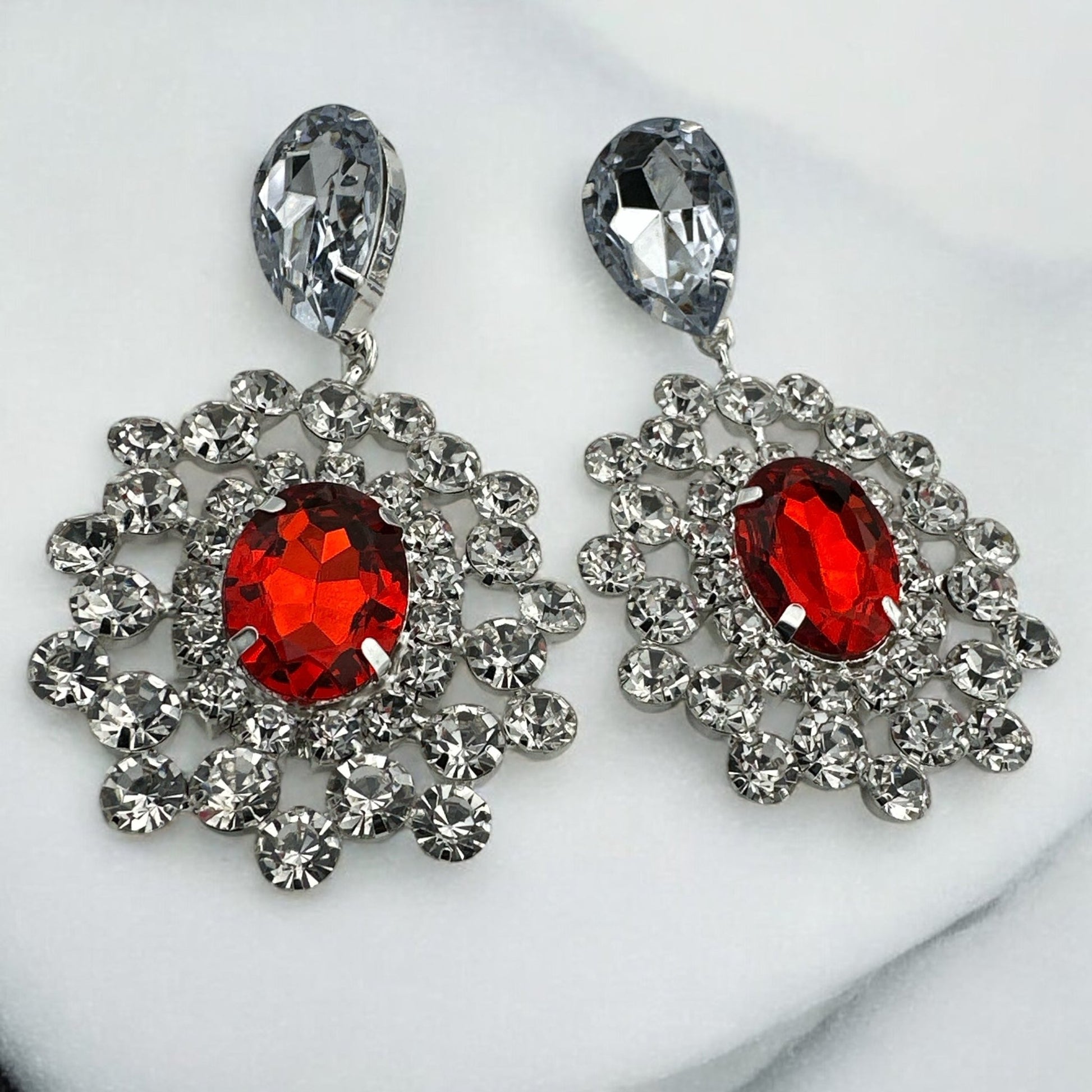 Elegant Glamorous Statement Diamante Rhinestone Dangle Earrings - Fatisha Boutique