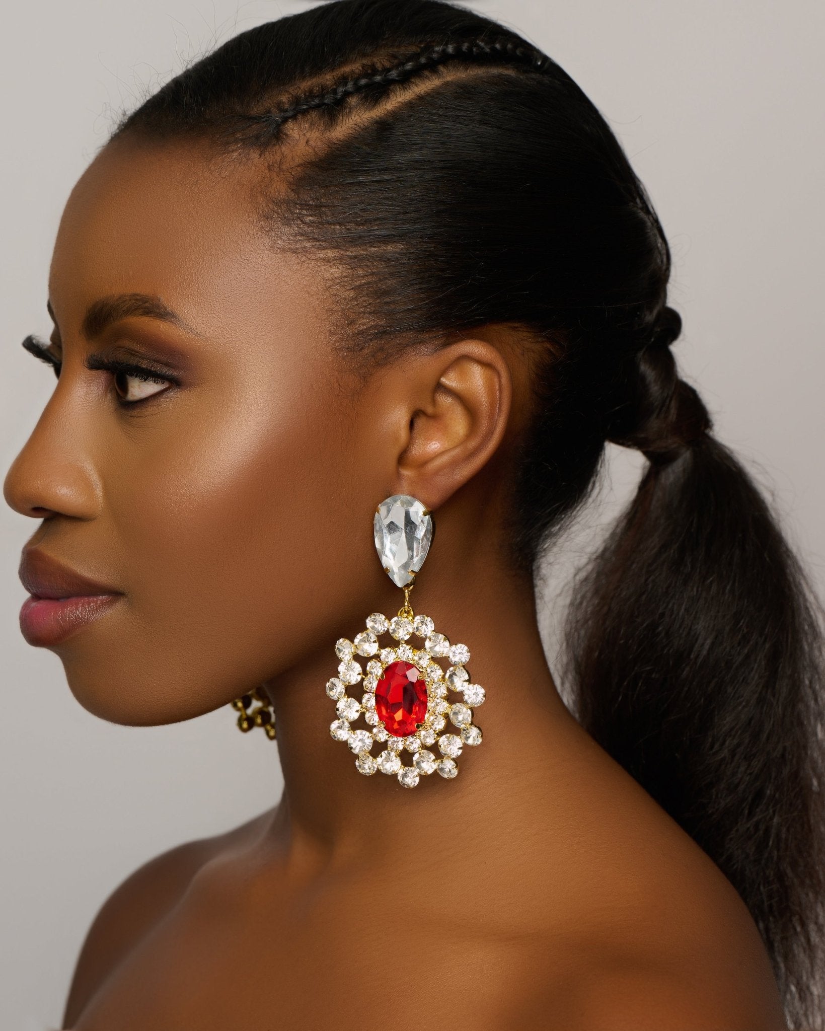 Elegant Glamorous Statement Diamante Rhinestone Dangle Earrings - Fatisha Boutique