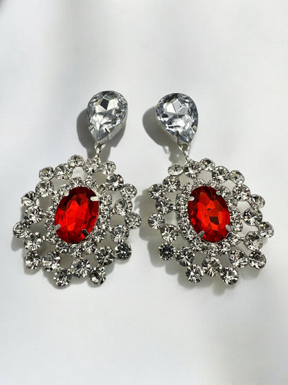Elegant Glamorous Statement Diamante Rhinestone Dangle Earrings - Fatisha Boutique