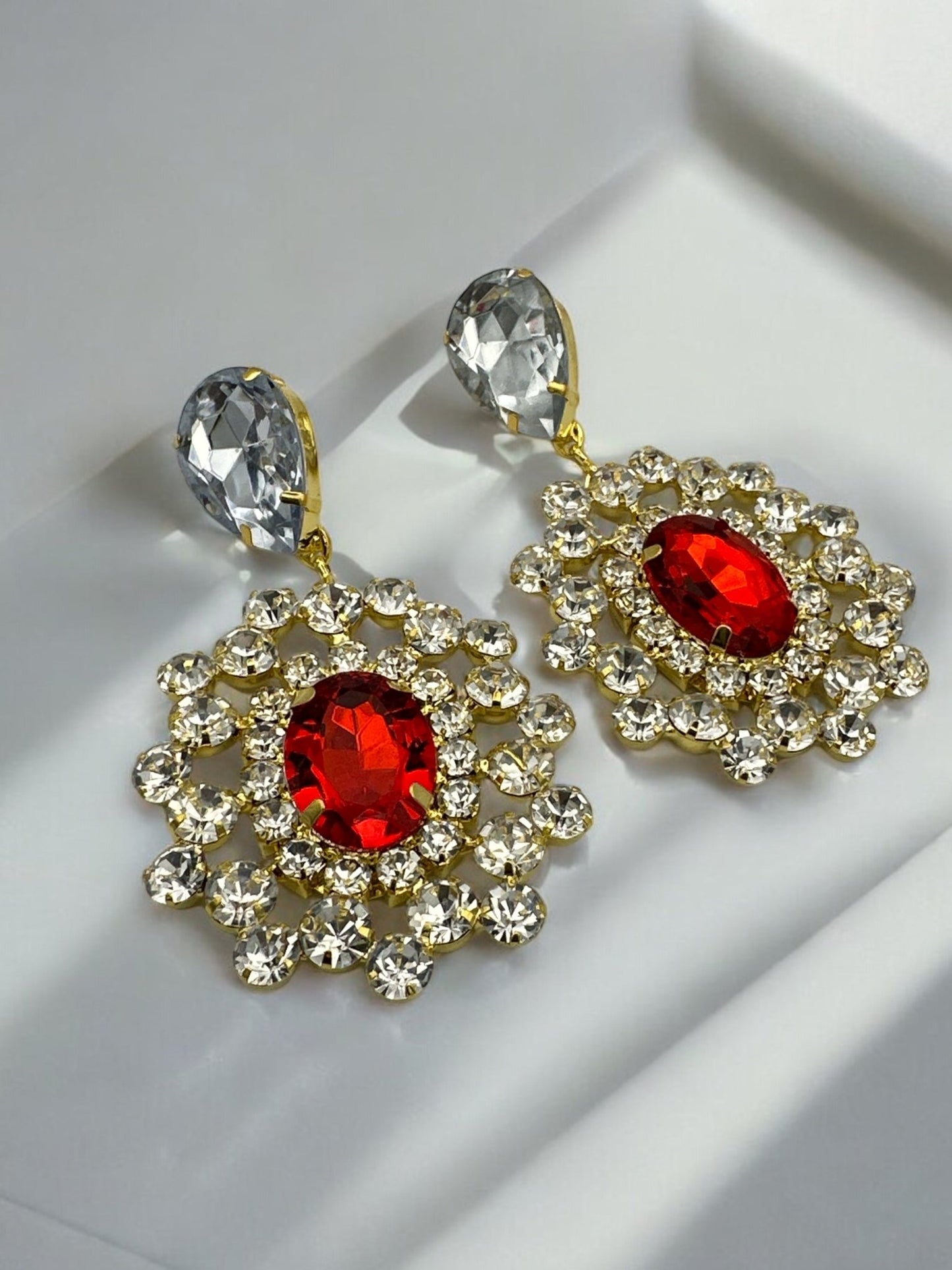 Elegant Glamorous Statement Diamante Rhinestone Dangle Earrings - Fatisha Boutique