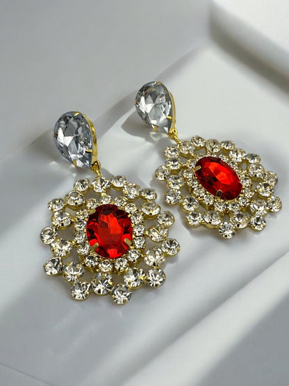 Elegant Glamorous Statement Diamante Rhinestone Dangle Earrings - Fatisha Boutique
