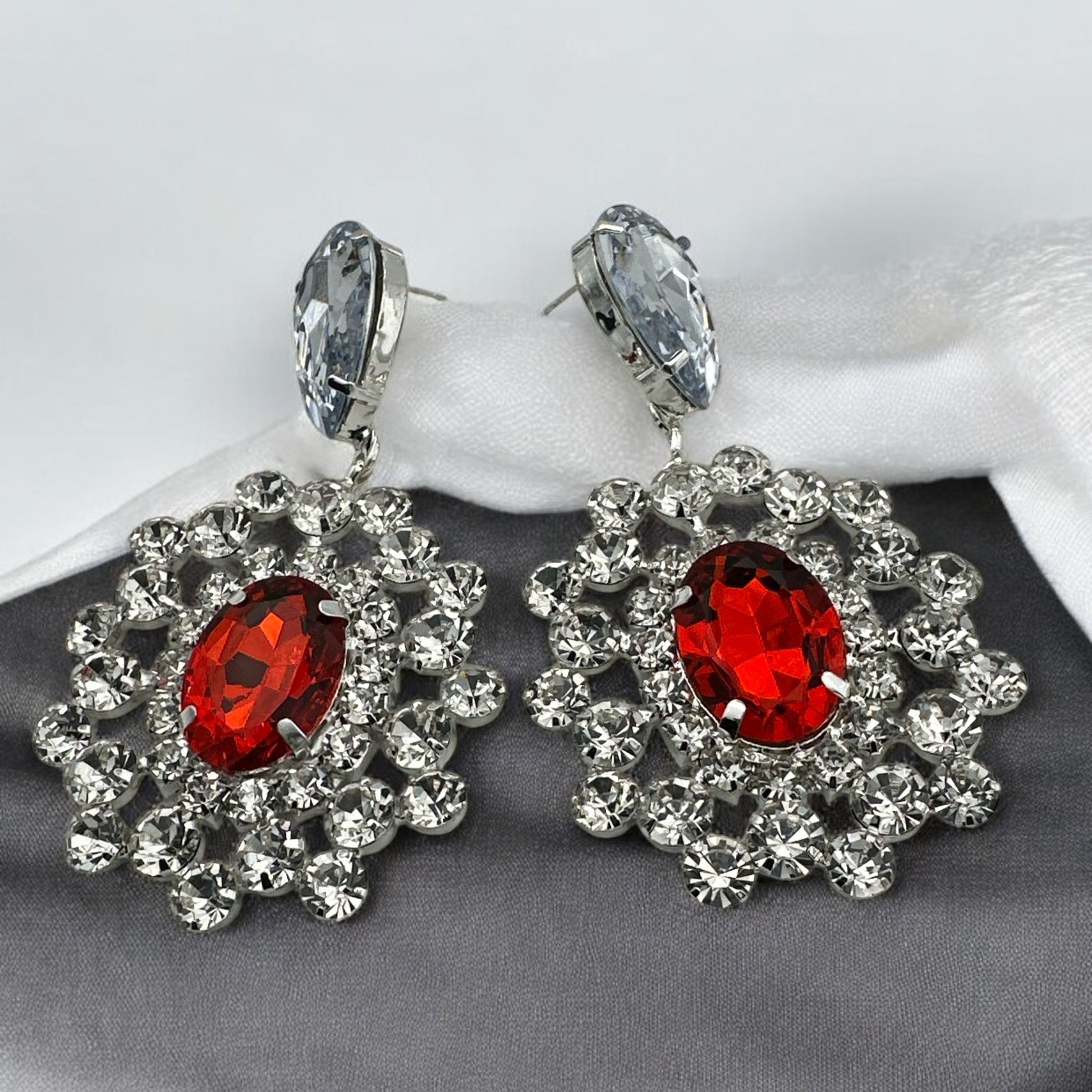 Elegant Glamorous Statement Diamante Rhinestone Dangle Earrings - Fatisha Boutique