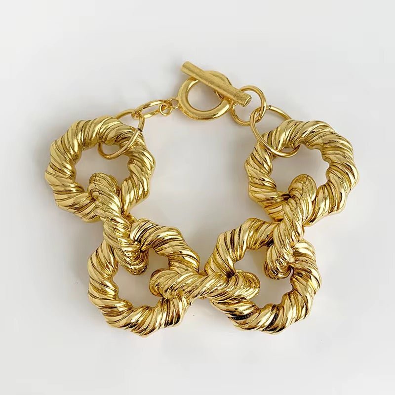 Elegant Gold Plated Interlocking Metal Statement Bracelets - Fatisha Boutique