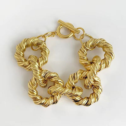 Elegant Gold Plated Interlocking Metal Statement Bracelets - Fatisha Boutique