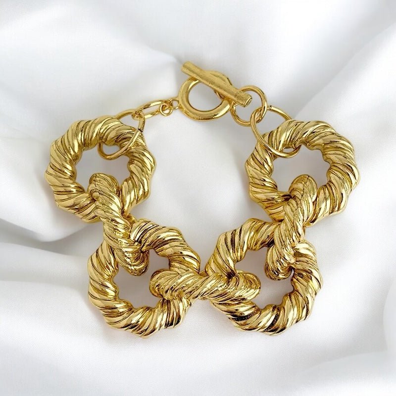 Elegant Gold Plated Interlocking Metal Statement Bracelets - Fatisha Boutique