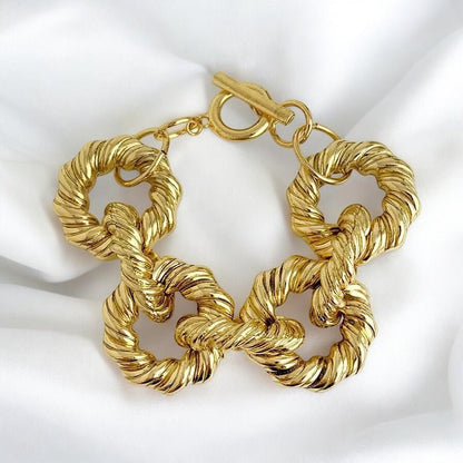 Elegant Gold Plated Interlocking Metal Statement Bracelets - Fatisha Boutique